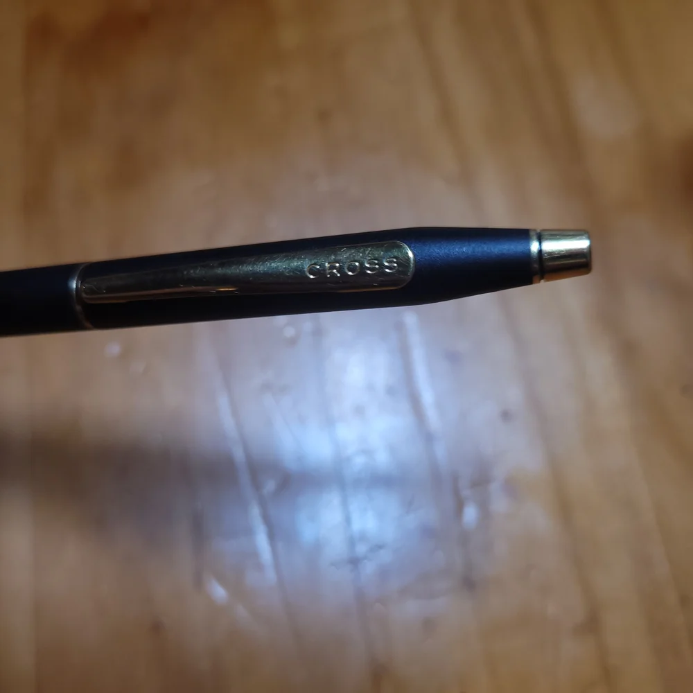 Cross Ballpoint Pen and Pencil Set Matte Black Gold Plated Made in USA - Vintage